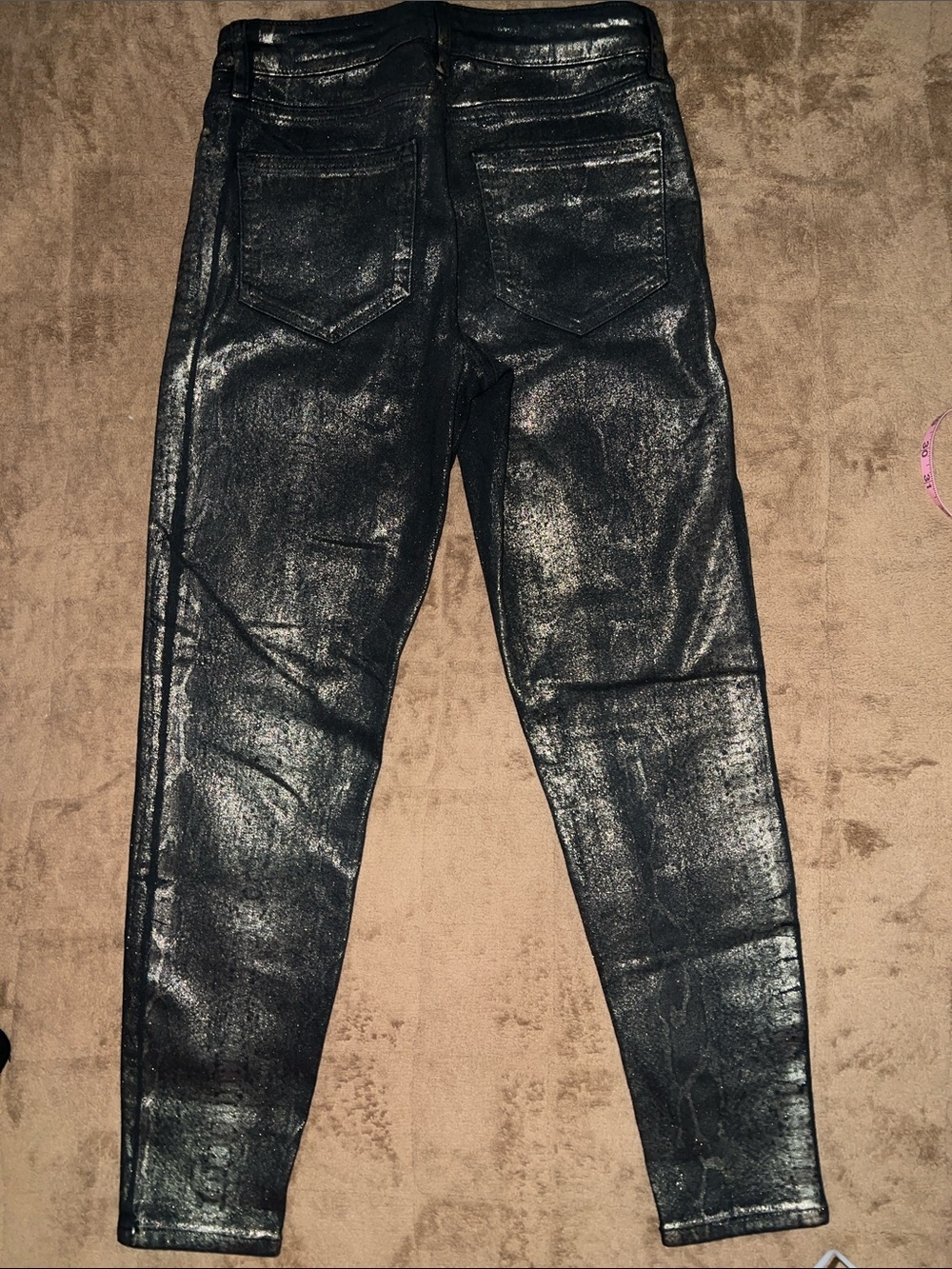 AllSaints Miller Mid-Rise Snake Skinny Jeans Gold Metallic 28 - Picture 5 of 12